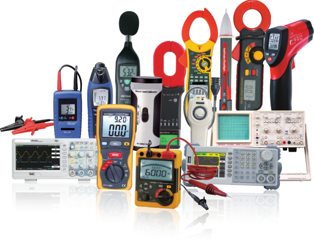 Electrical measuring equipments are all the devices used to measure the magnitude of an electric current with different objectives. The values that are usually measured with this equipment are current, voltage, resistance, and power. Each is expressed in different units: amps, volts, ohms, and watts, respectively. Here is the list of the most popular and widely used instruments : Ammeter, Voltmeter, Ohmmeter, Multimeter, Wattmeter, Fluxmeter, LCR meter and Oscilloscope.